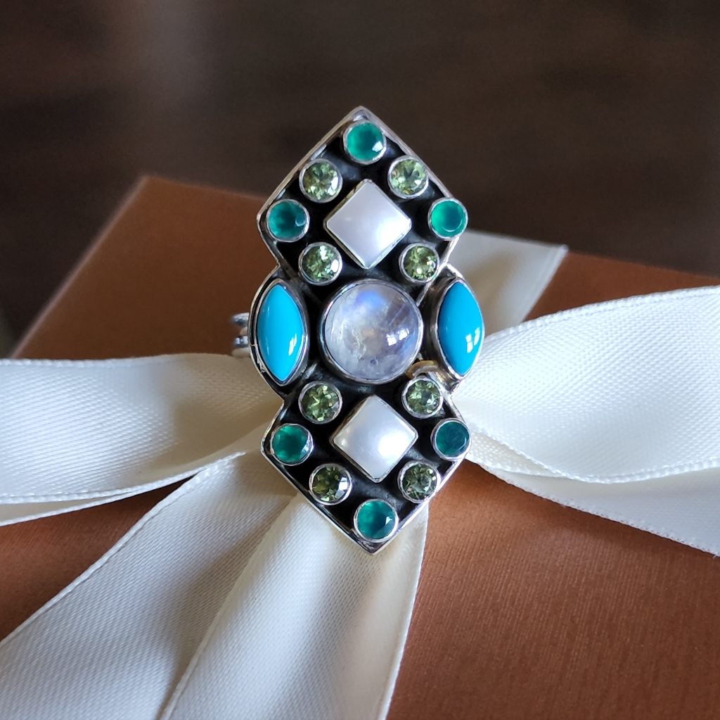 Nicky Butler Raj Limited Edition 925 Sterling Silver Turquoise Moonstone Ring Nb 139$